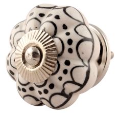 Black Flower Ceramic Melon Cabinet Knob Online 